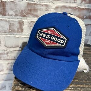Life Is Good keep it simple Blue and White Baseball Hat